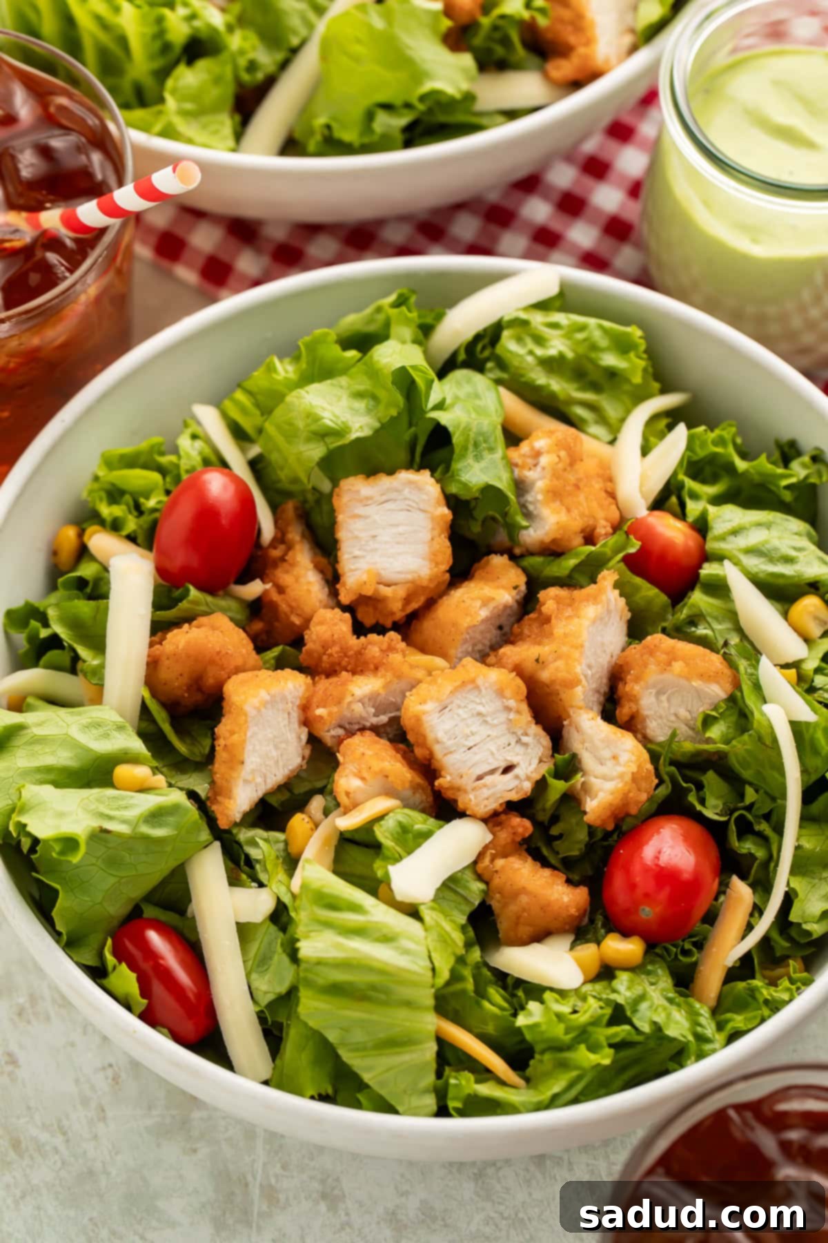 Chick-Fil-A cobb salad copycat in a bowl on a table.