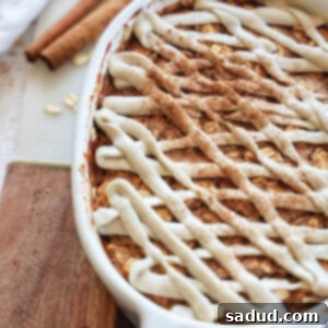Healthy Cinnamon Roll Baked Oatmeal (Vegan, Gluten-Free)