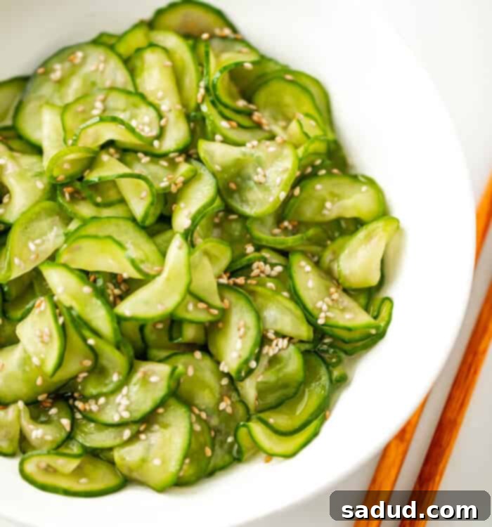 Refreshing Asian Cucumber Salad 5 Simple Asian cucumber salad in a white bowl