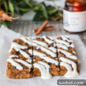 Cozy Pumpkin Baked Oatmeal 5 Healthy Pumpkin Baked Oatmeal with glaze.