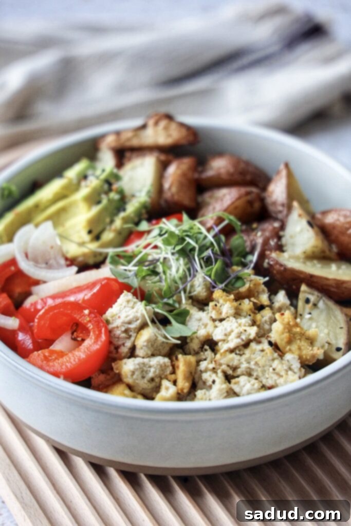 Savory Tofu Scramble Breakfast Power Bowl 3 Healthy tofu scramble breakfast bowl