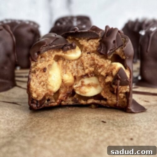 Close-up of Baby Ruth Protein Bites.