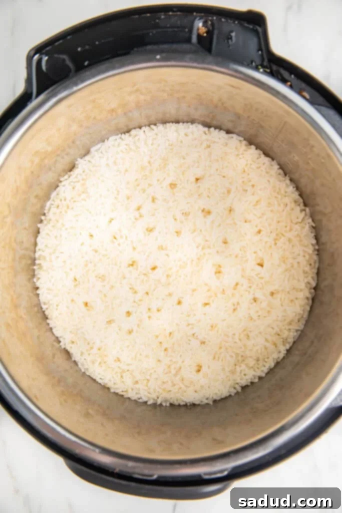 Lid closed on Instant Pot, ready for cooking basmati rice