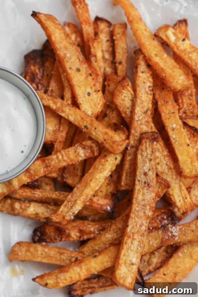 Close up of rutabaga fries