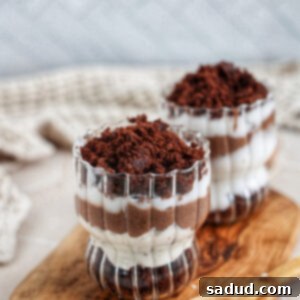 Guilt-Free Vegan Gluten-Free Brownie Trifle 4 Healthy Brownie Trifle with layers of brownie, mousse, and whip.