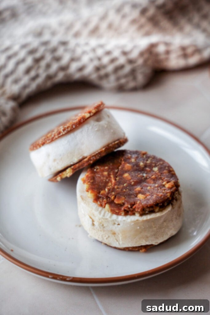 A plate of frozen yogurt ice cream sandwiches.