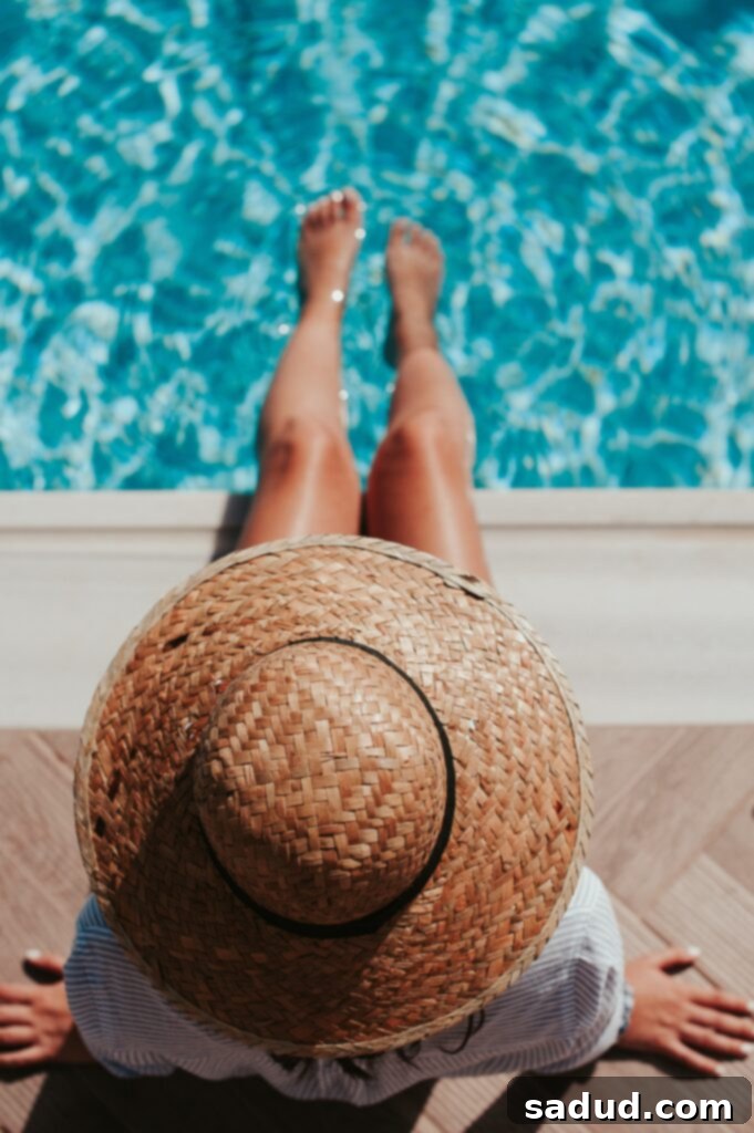 Hanging at the pool to reduce cortisol levels.