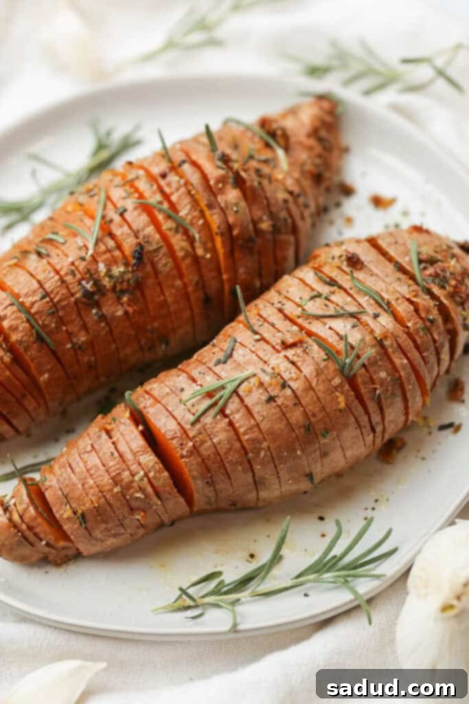 Sweet Potato Fanned Perfection 5 Two sweet potatoes on a plate