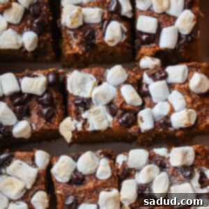 Healthy Pumpkin S'mores Bars on a plate, ready to be served.