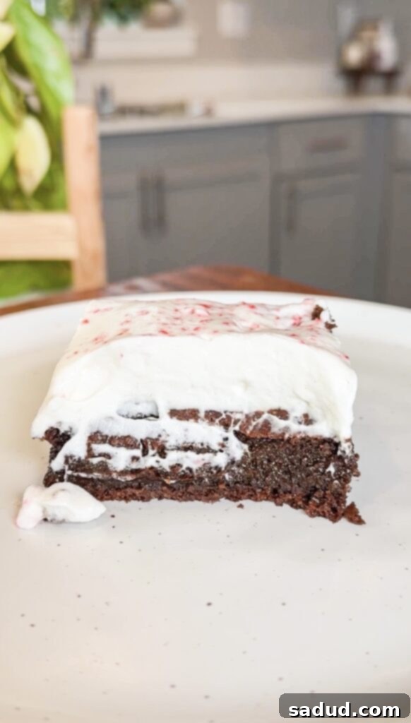 A beautifully arranged stack of Fudgy Almond Flour Mint Brownies with a refreshing mint green topping.