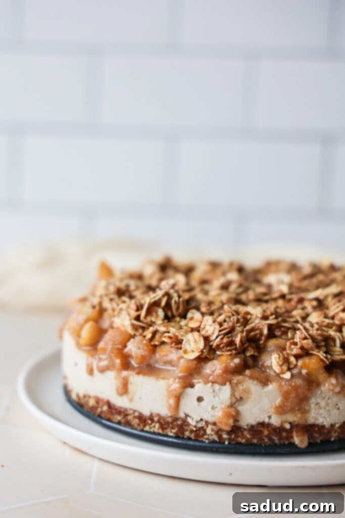 No Bake Caramel apple crumble cheesecake