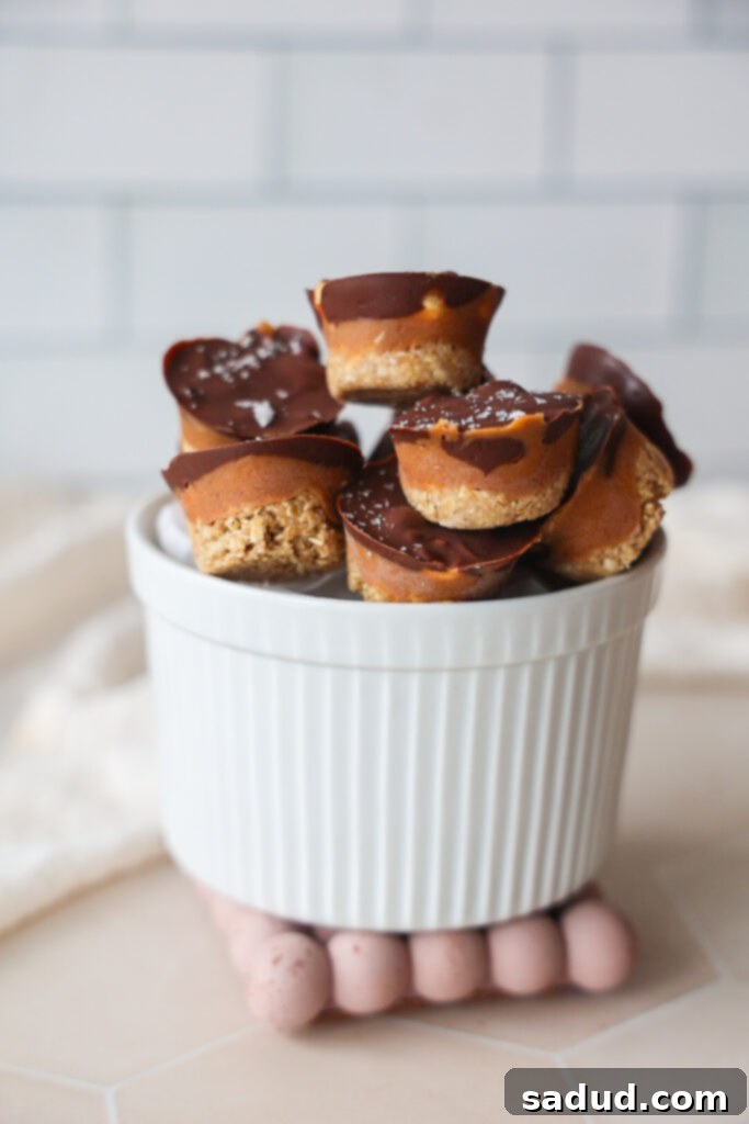 Guilt Free Vegan Snickers 2 A bowl of healthy snickers bites/bars, showcasing the nougat, caramel, and chocolate layers.