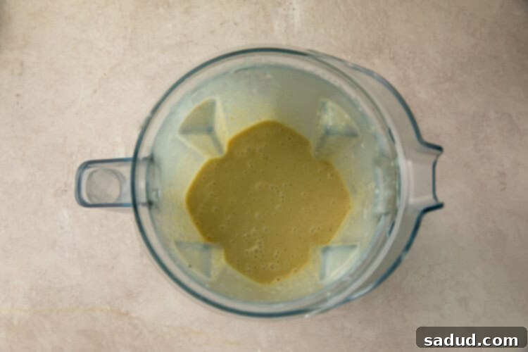 Blended vegan creme brulee mixture, now smooth and creamy