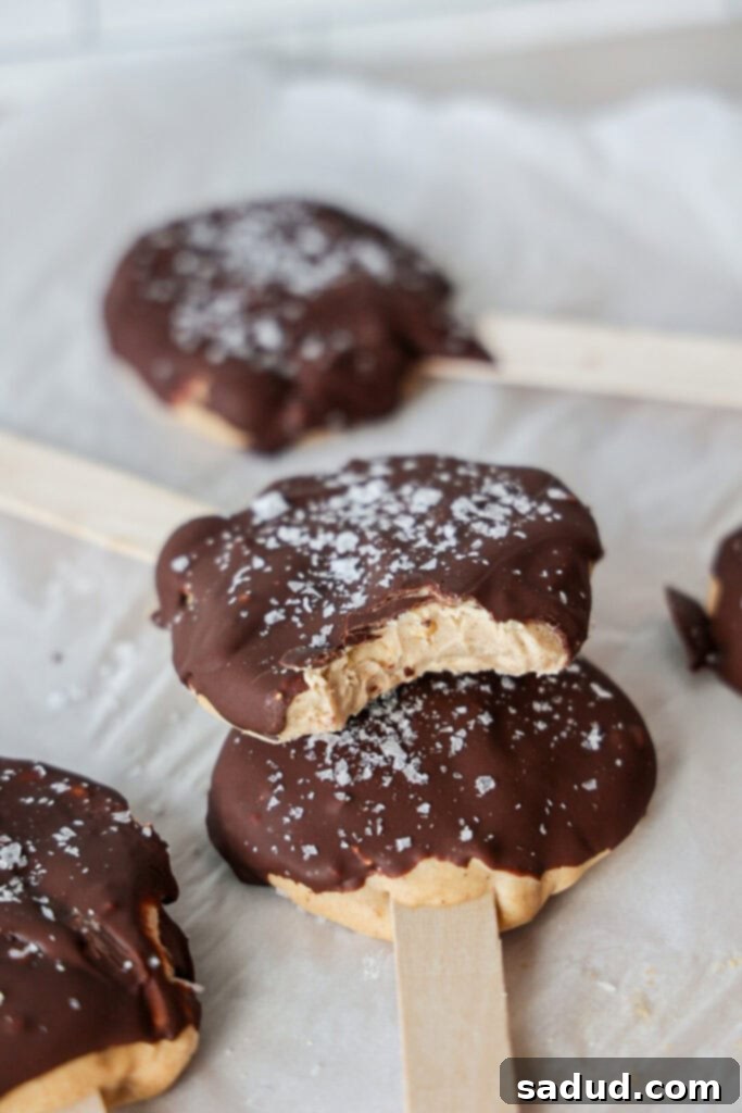 Close-up of healthy homemade dilly bars on a baking sheet, ready for freezing.