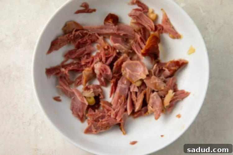 Smoked turkey meat on a white plate