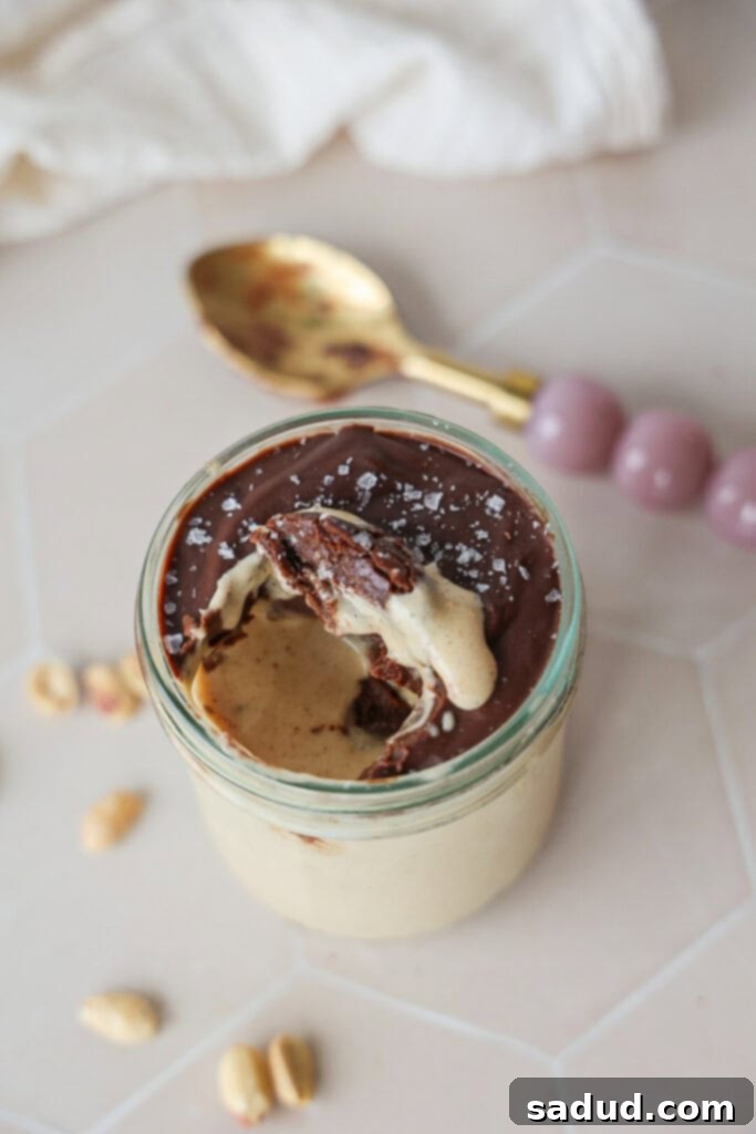 Peanut butter mousse with chocolate ganache.