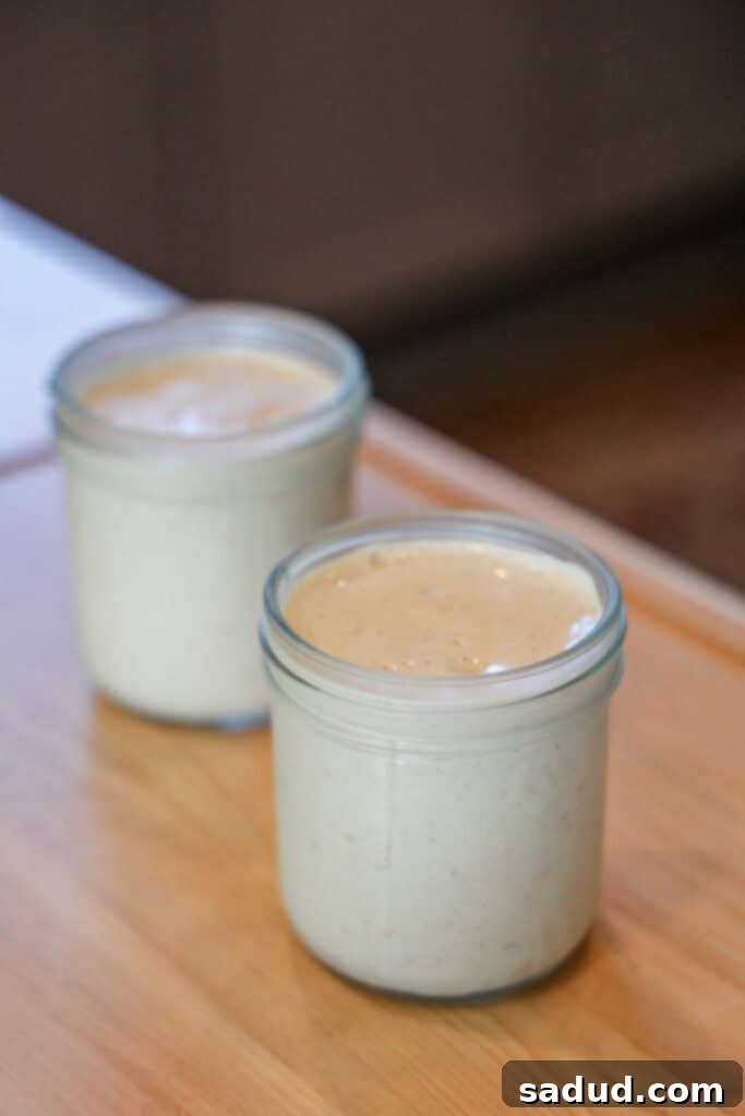 Vegan peanut butter mousse ready to chill.