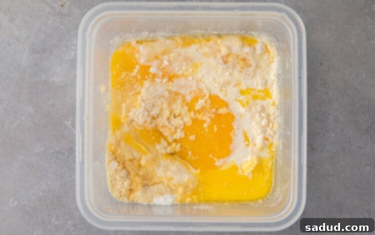 Ingredients for keto bread in a bowl, before mixing
