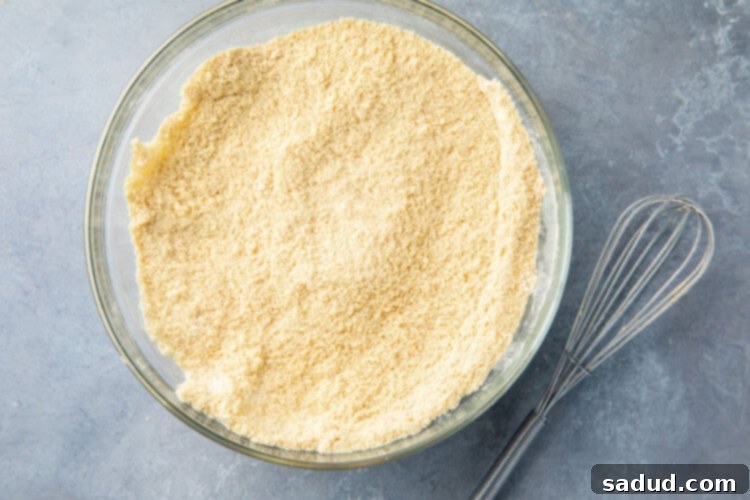 Ingredients for keto flour in a glass mixing bowl