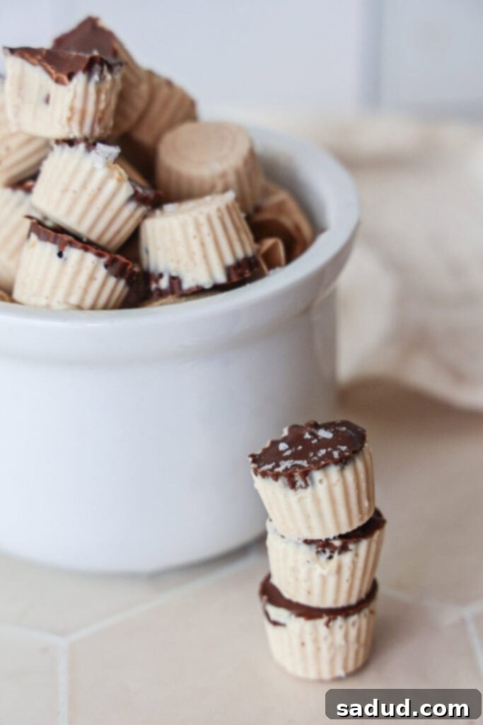 A stack of perfectly formed, chocolate-covered frozen yogurt bites, showcasing their irresistible appeal.