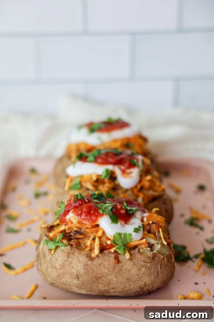 Crispy Air Fryer Twice Baked Potatoes 6 Twice baked potatoes (dairy free), topped with sour cream and cheese.