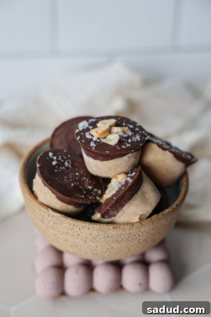 A bowl of healthy yogurt clusters, some with a full chocolate coating and others partially covered.
