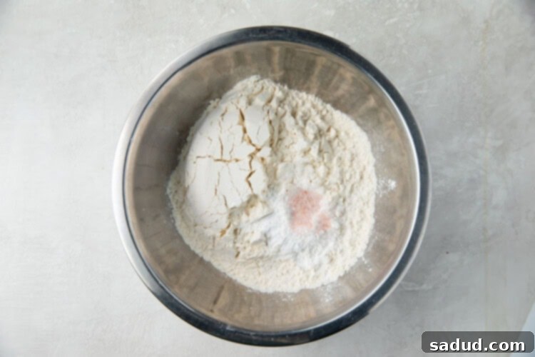 Flour mixture in a silver bowl