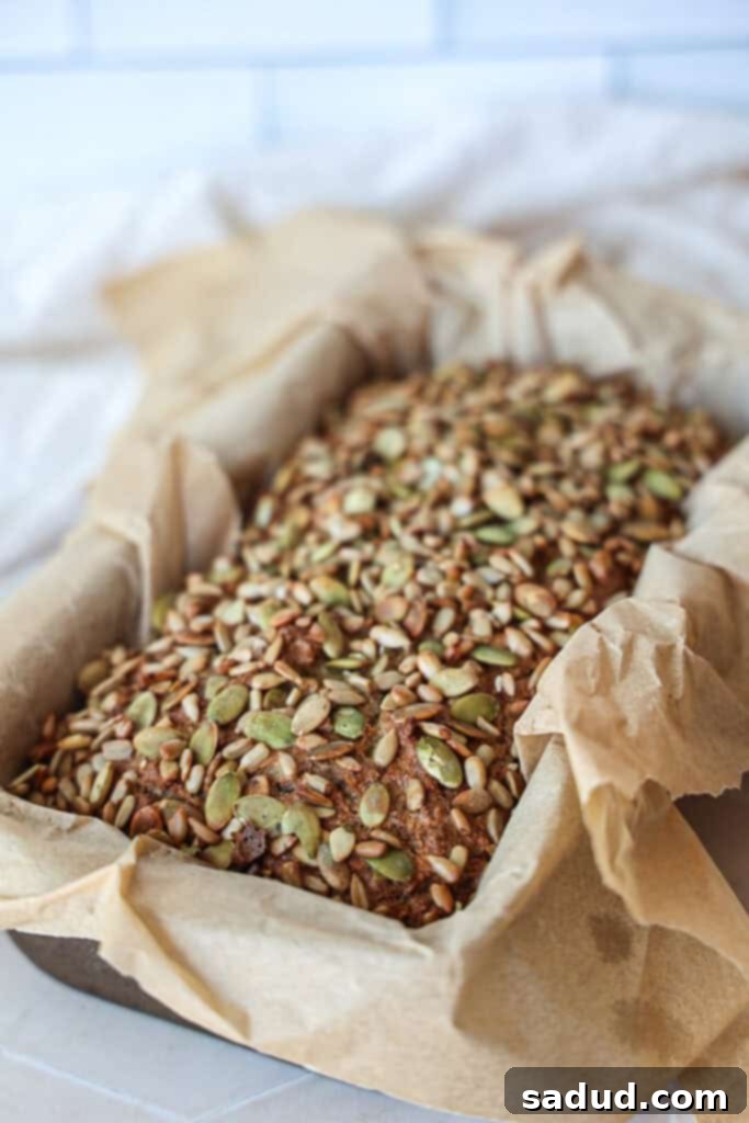 Close-up of a slice of paleo, grain-free, gluten-free sandwich bread, ready for toppings.