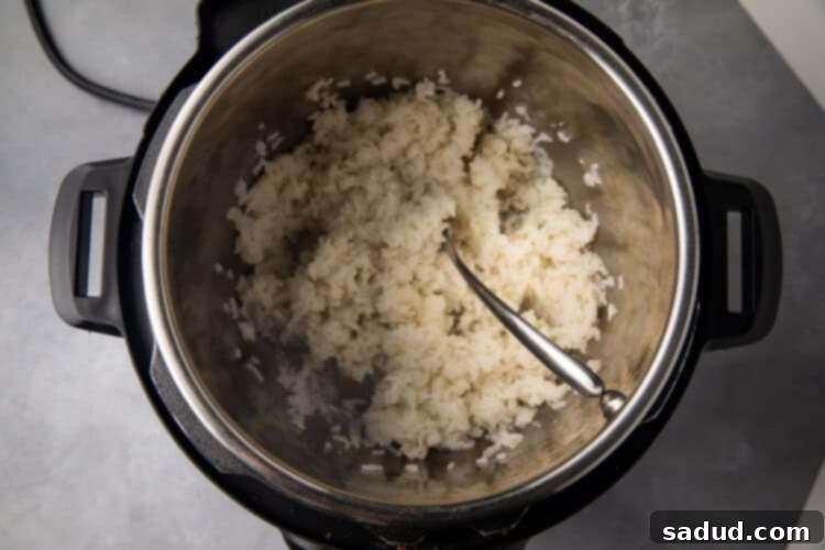 Fluffed sushi rice in the Instant Pot