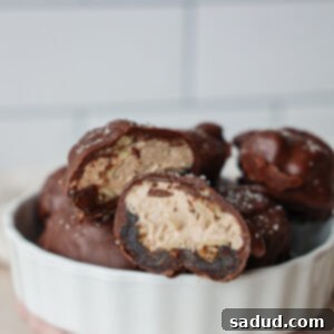 Peanut Butter Cheesecake Date Bombs 5 Peanut Butter Cheesecake Stuffed Dates in a bowl.
