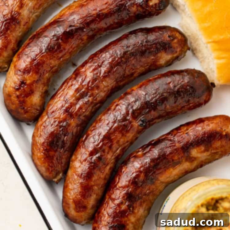 5 Italian sausages on a platter