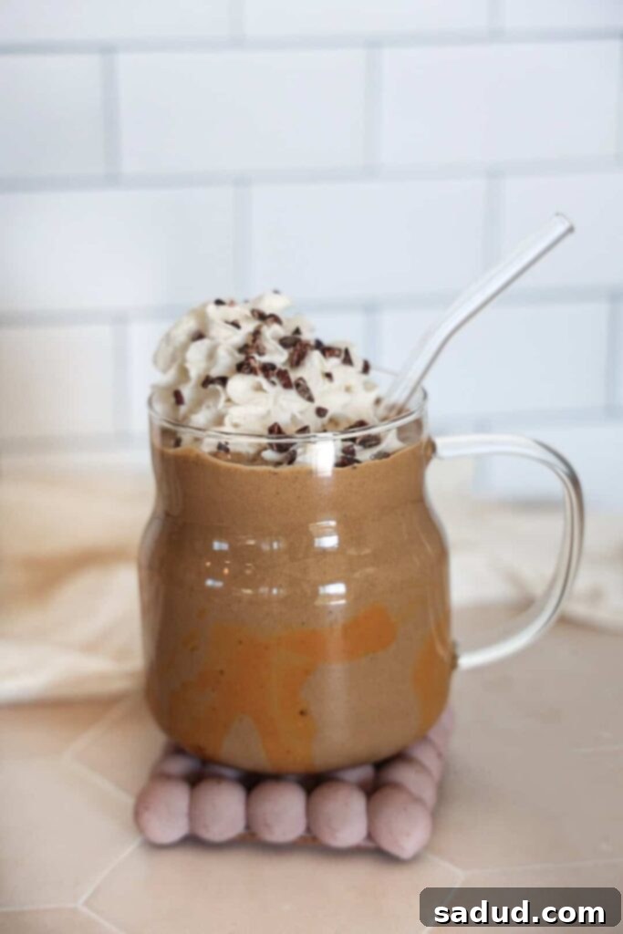 Healthy breakfast recipe - espresso protein shake with peanut butter