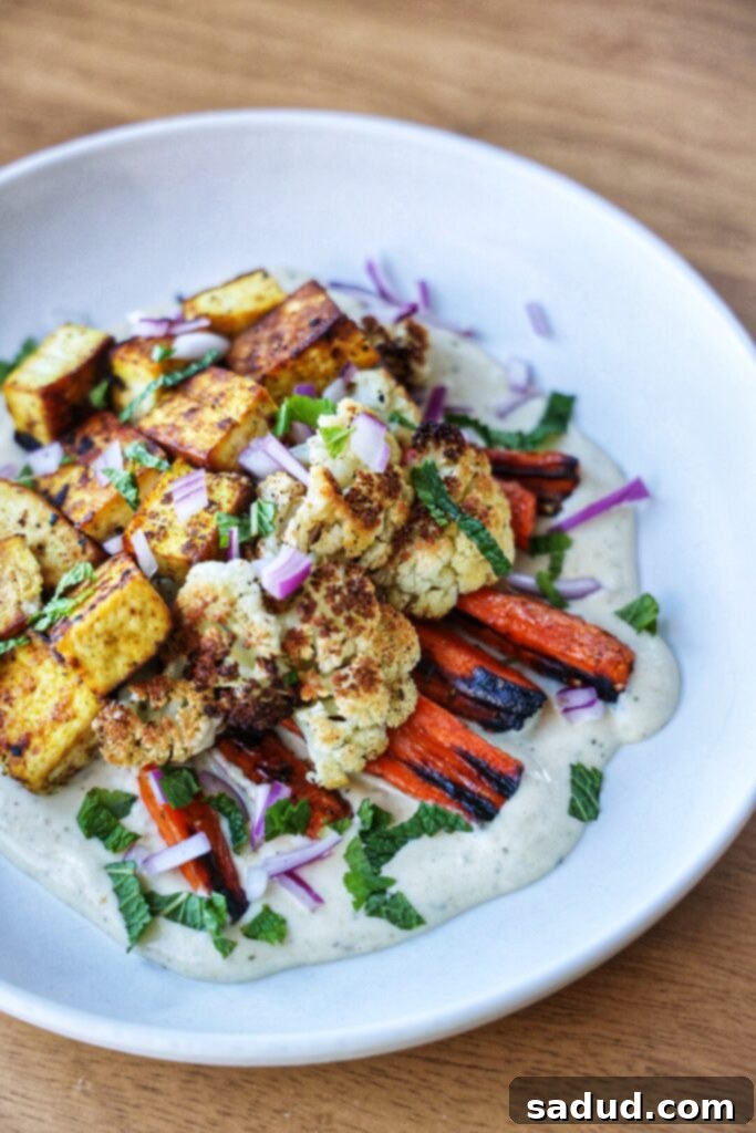 Whip Up Wellness: 9+ Vibrant Salad Recipes 10 Roasted vegetables and tahini yogurt sauce.