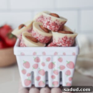 Strawberry Coconut Bites topped with white chocolate