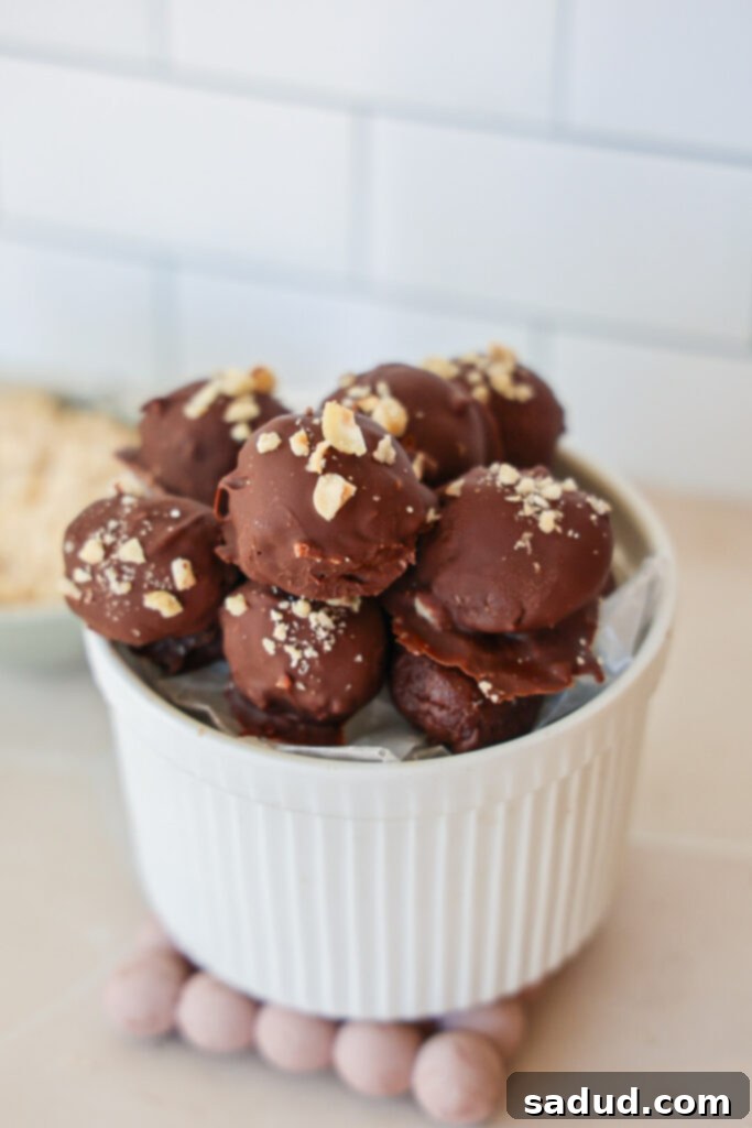 A bowl of homemade vegan ferrero rocher.