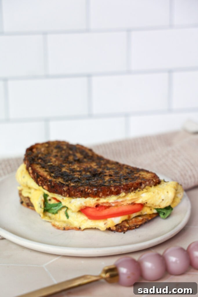 A tiktok breakfast sandwich on sourdough.