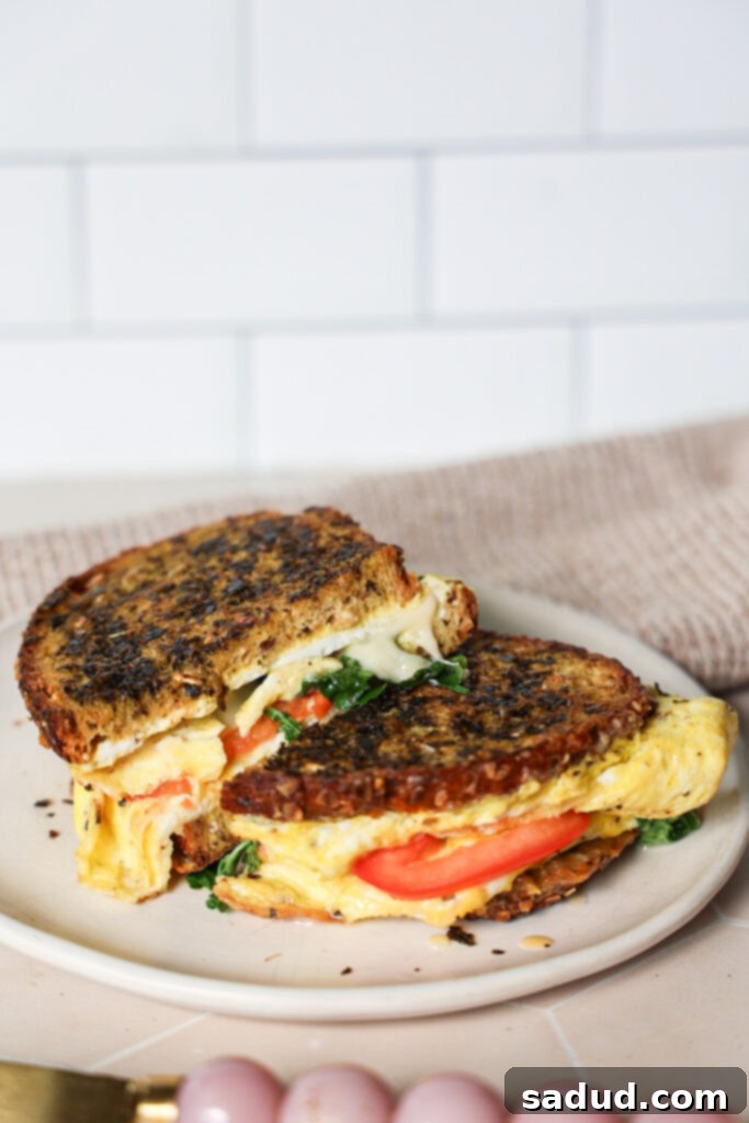 Tiktok viral breakfast sandwich with melted cheese.