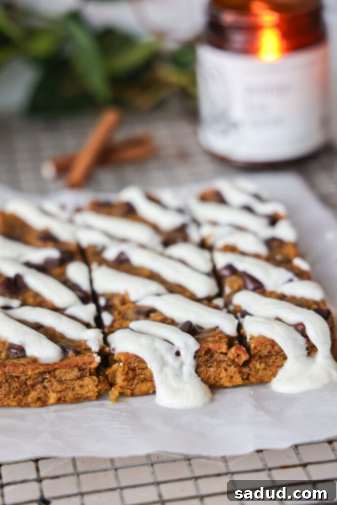 15 Nourishing Pumpkin Dishes 6 Warm pumpkin baked oatmeal in a baking dish, ready to be served.