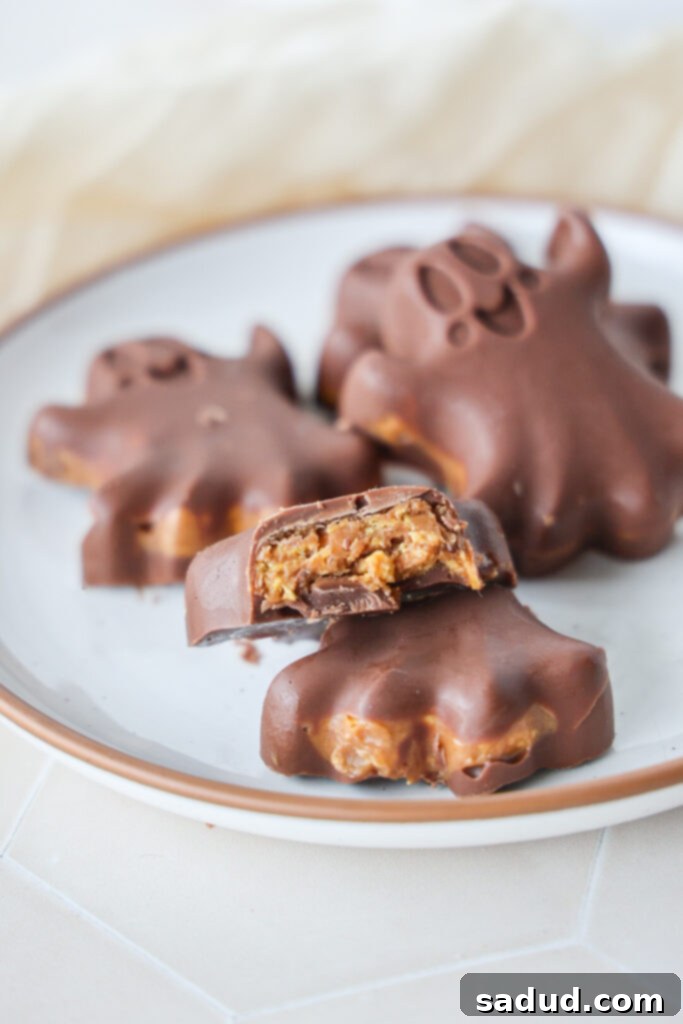 Guilt Free Reese's Butterfinger Ghost Treats 4 Healthy, vegan Reese's butterfinger ghosts. Finished product in ghost shapes.