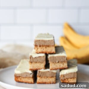 A stack of banana caramel bars (gluten-free, vegan)!