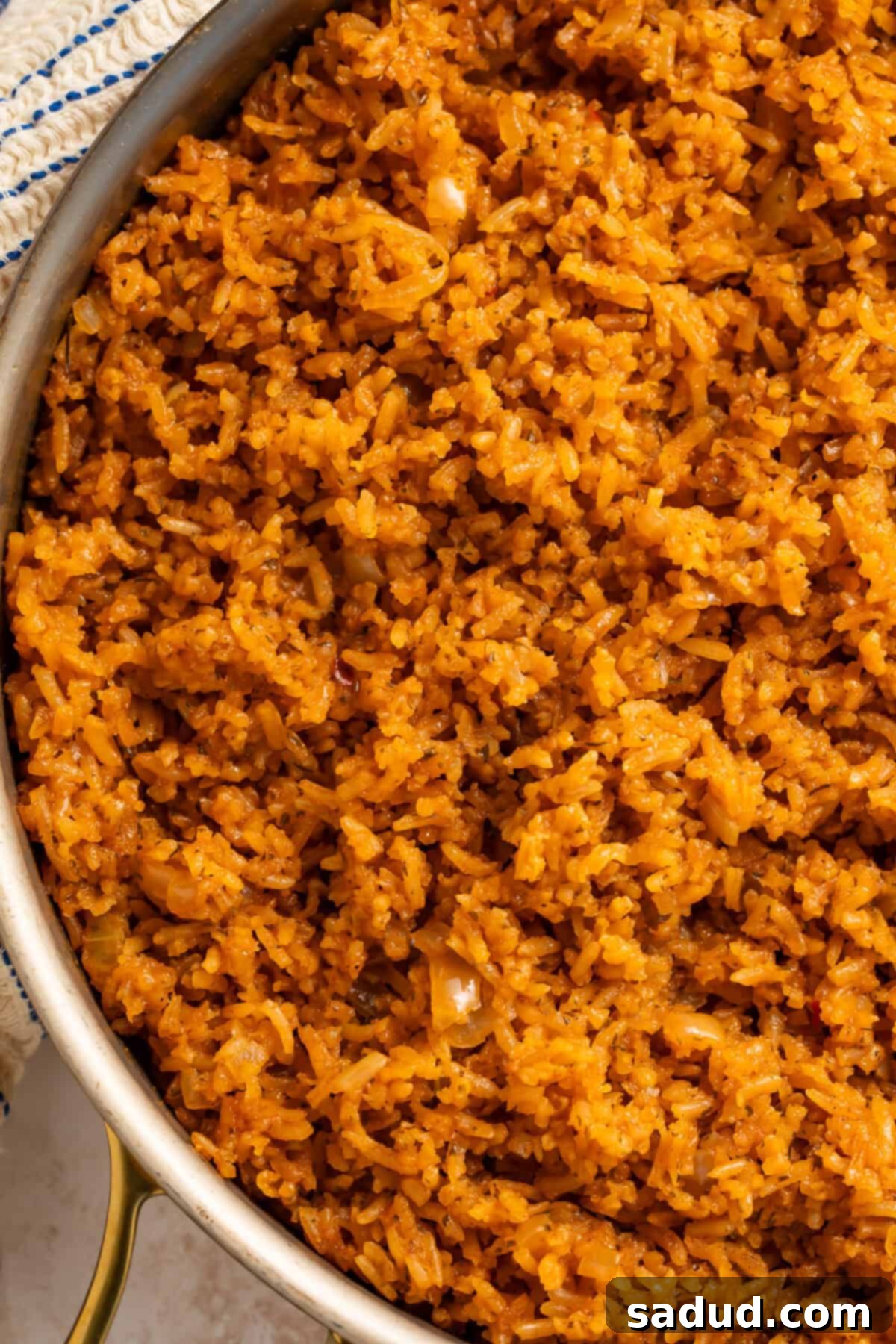 Texas Roadhouse Inspired Rice Pilaf 2 Close up of a pan of Texas Roadhouse Rice.